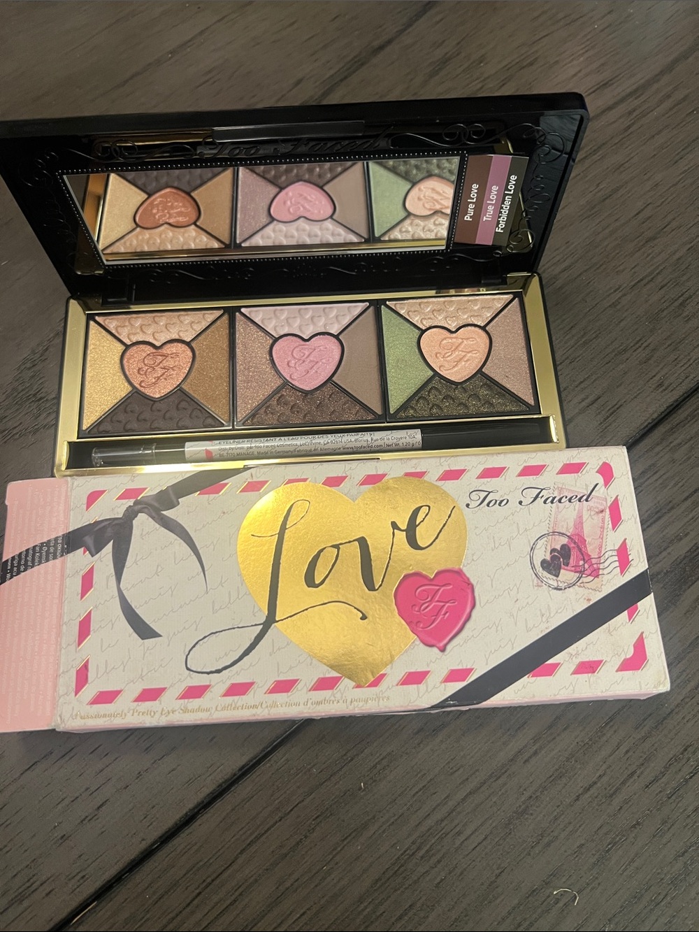 Too Faced Love Eyeshadow Palette — Pink, Gold, Green Shades BNIB